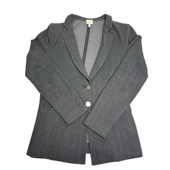 Armani Collezioni Jackets & Blazers - Armani Collezioni Black/grey Chevron Stretch Knit Women’s Blazer Size 6